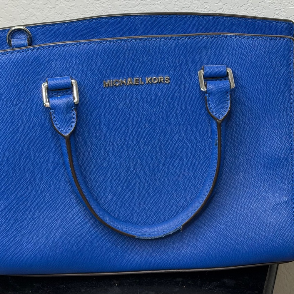 Michael Kors Royal Blue Saffiano Leather Tote with Gold Logo